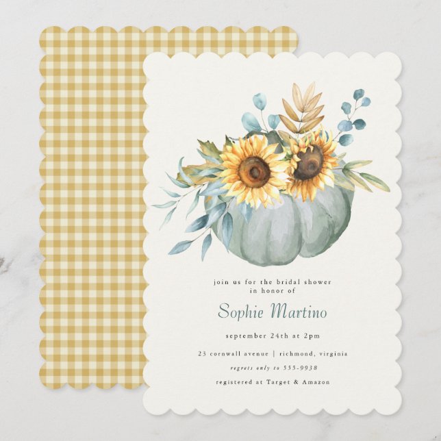 Invitación a la ducha de novia del campo del giras (Anverso / Reverso)
