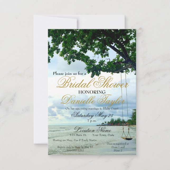 Invitación a la ducha de novia del Casual Beach Sw (Anverso)
