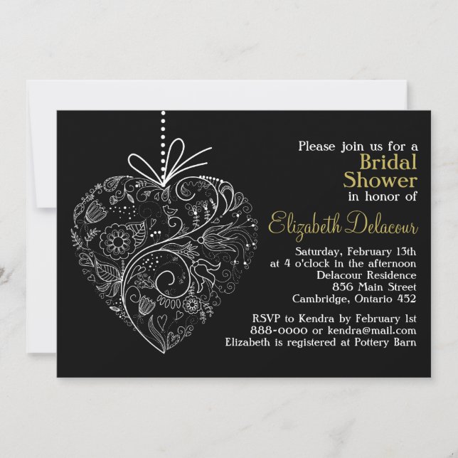 Invitación a la ducha de novia del corazón caprich (Anverso)