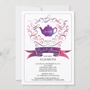 Invitación a la ducha de novia del Fiesta de té ca