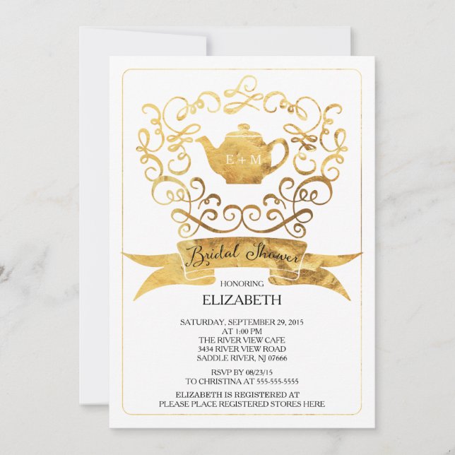 Invitación a la ducha de novia del Fiesta de té ca (Anverso)