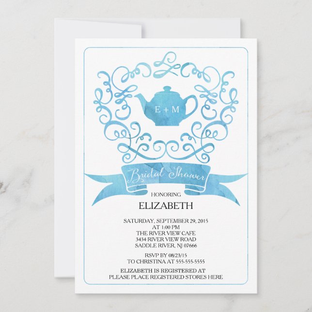 Invitación a la ducha de novia del Fiesta de té ca (Anverso)