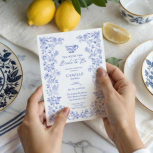Invitación a la ducha de novia del Fiesta de té co