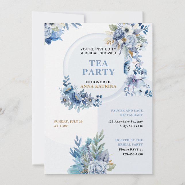 Invitación a la ducha de novia del Fiesta de té de (Anverso)