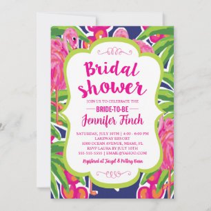 Invitación a la ducha de novia del flamenco rosa