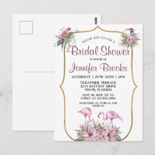 Invitación a la ducha de novia del Flamingo rosa t