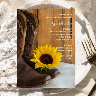 Invitación a la ducha de novia del oeste del giras