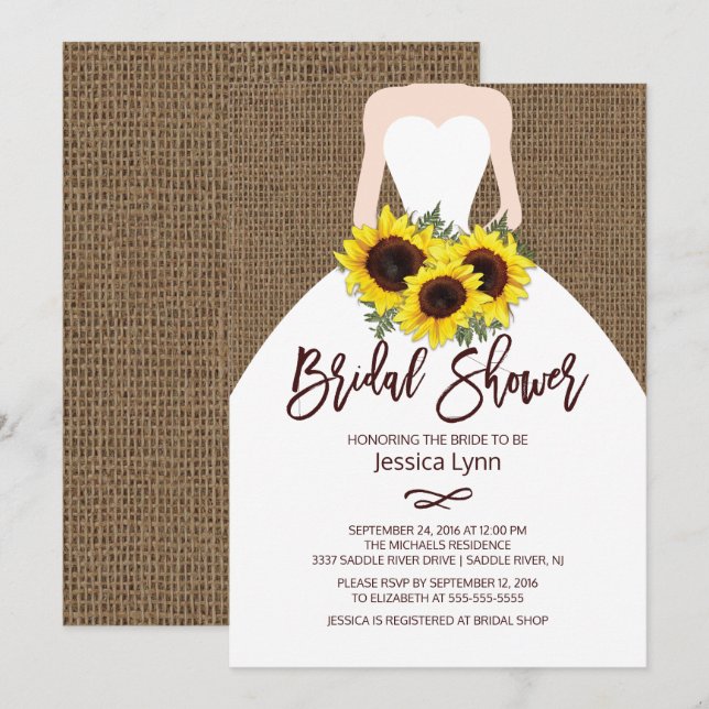 Invitación a la ducha de novia del otoño de Sunflo (Anverso / Reverso)