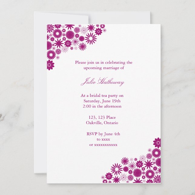 Invitación a la ducha de novia del personalizado F (Anverso)