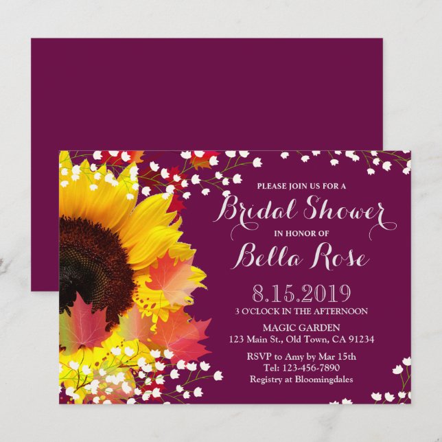 Invitación a la ducha de novia del plumero de gira (Anverso / Reverso)