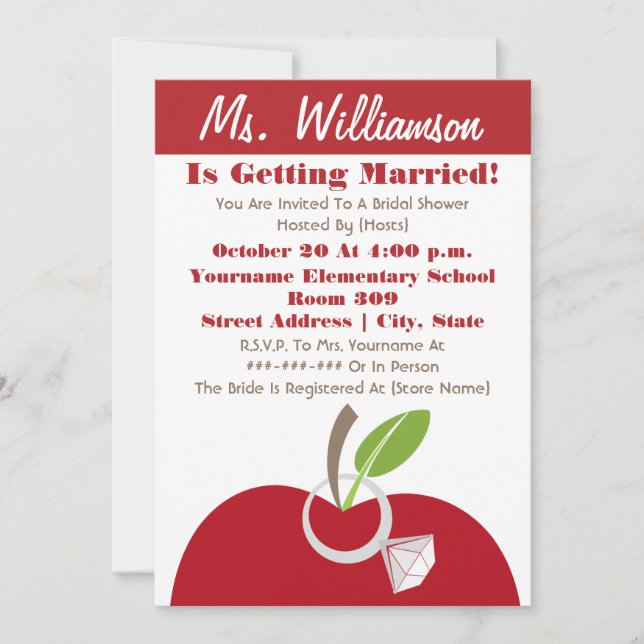 Invitación a la ducha de novia del profesor - Anil (Anverso)