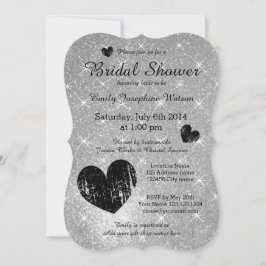 Invitación a la ducha de novia del purpurina negro