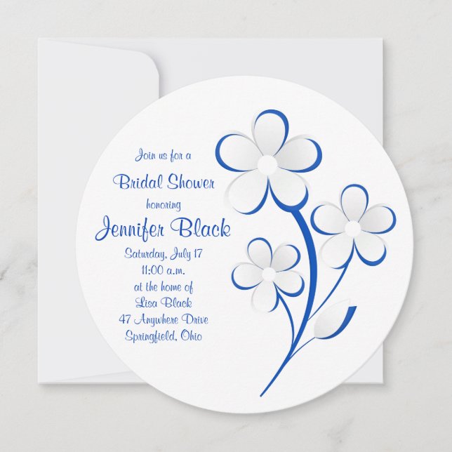 Invitación a la ducha de novia del Royal Blue Whit (Anverso)