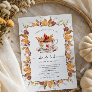 Invitación a la ducha de novia del té de otoño