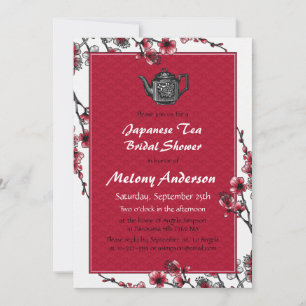 Invitación a la ducha de novia del té japonés rojo
