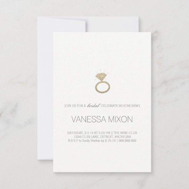 Invitación a la ducha de novia | Diamond Ring Fab (Anverso)