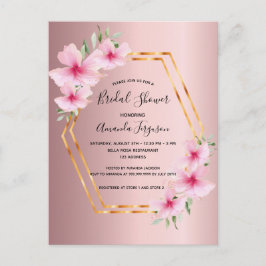 Invitación a la ducha de novia dorada y rosa