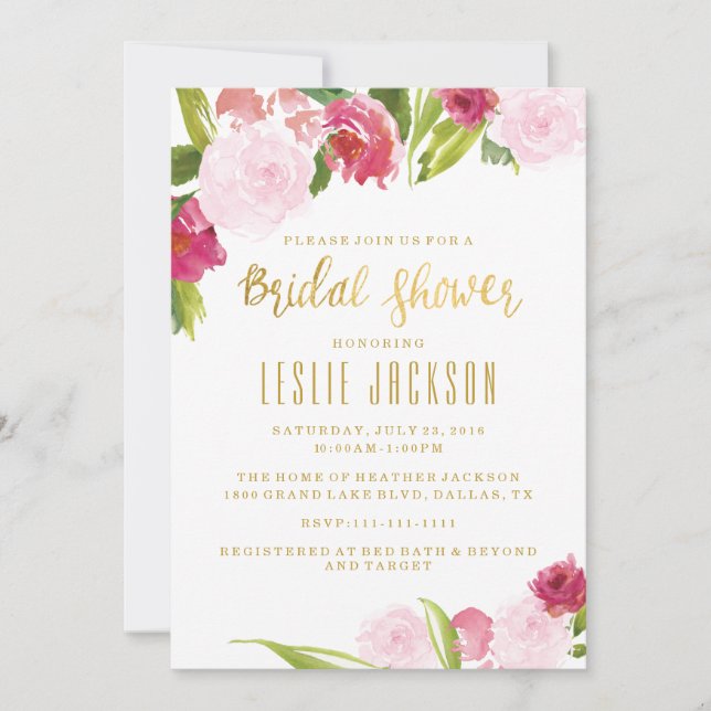 Invitación a la ducha de novia, ducha de matrimoni (Anverso)