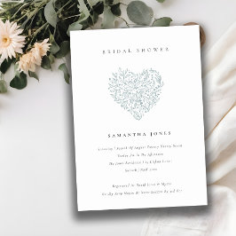 Invitación a la ducha de novia Dusky Blue Floral H