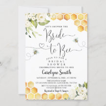 Invitación a la ducha de novia editable para abeja