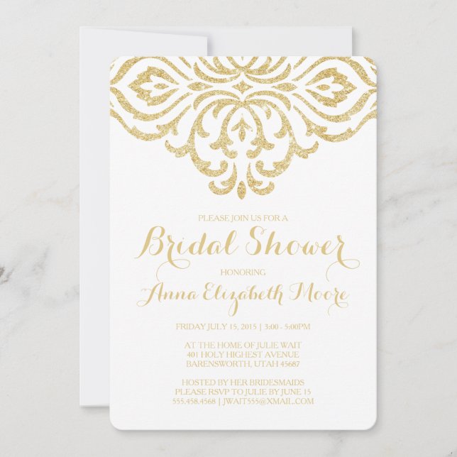 Invitación a la ducha de novia elegante de Glam Vi (Anverso)
