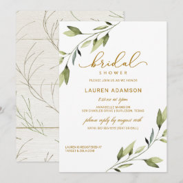 Invitación a la ducha de novia - Elegante verde cu