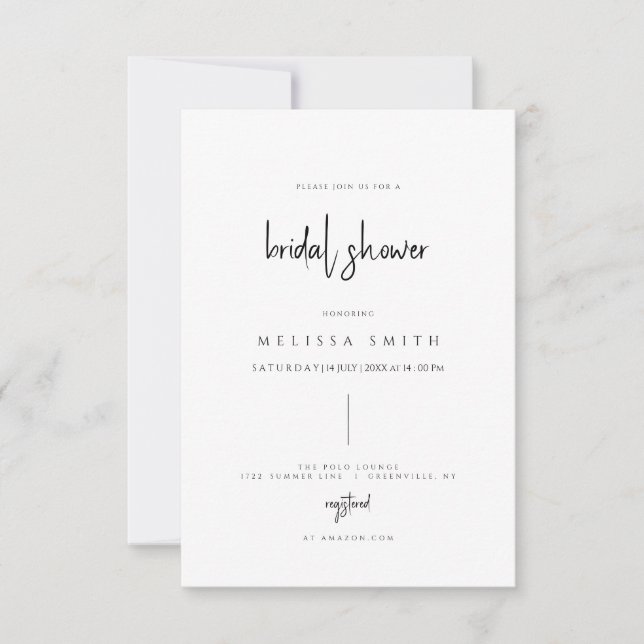 Invitación a la ducha de novia elegante y minimali (Anverso)