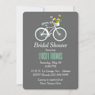 Invitación a la ducha de novia en bicicleta blanca
