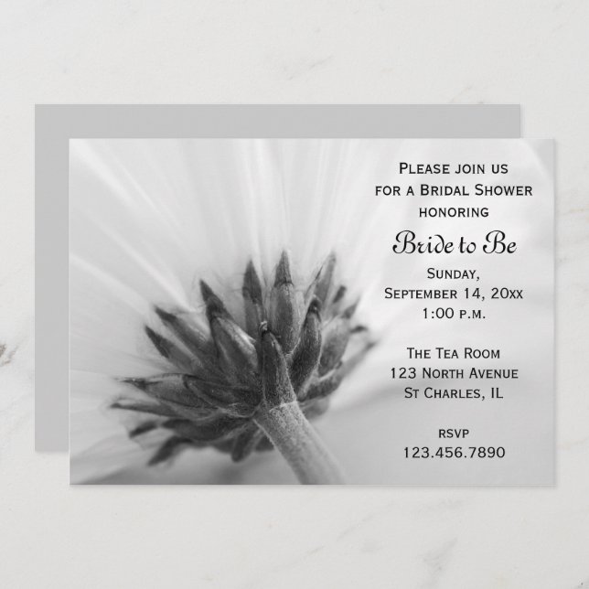 Invitación a la ducha de novia en blanco y negro (Anverso / Reverso)