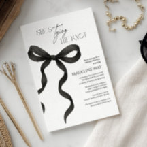 Invitación a la ducha de novia en blanco y negro |