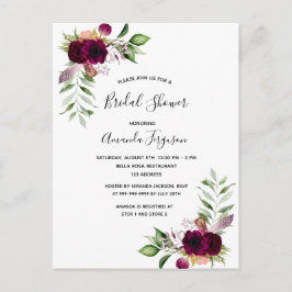 Invitación a la ducha de novia en Boho florals