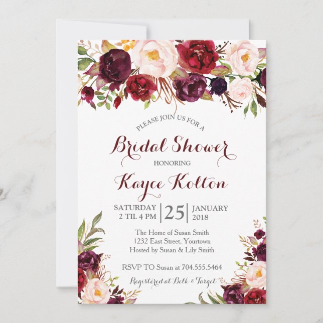 Invitación a la ducha de novia en Borgoña (Anverso)