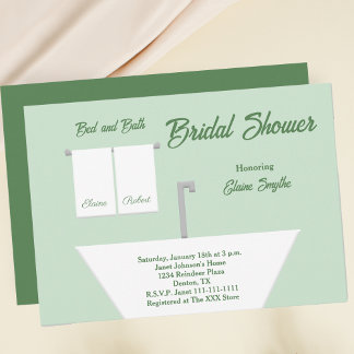 Invitación a la ducha de novia en cama y baño