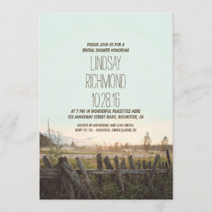 invitación a la ducha de novia en campo rústico
