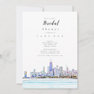 Invitación a la ducha de novia en Chicago Skyline