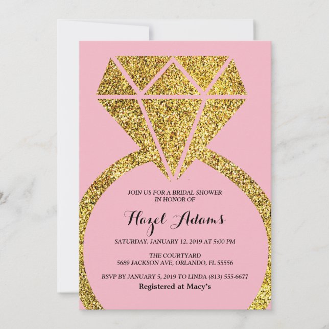 Invitación a la ducha de novia en el anillo de com (Anverso)