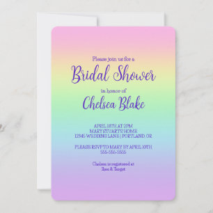 Invitación a la ducha de novia en el arco iris del