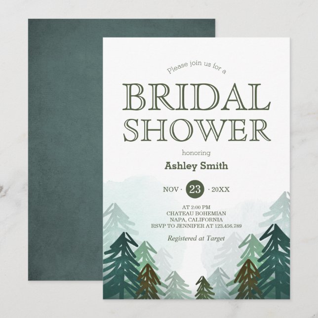 Invitación a la ducha de novia en el bosque Invier (Anverso / Reverso)