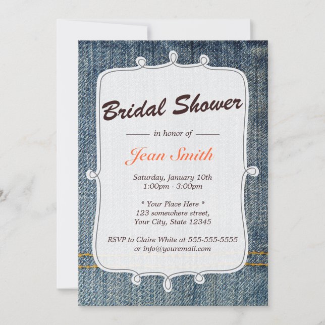 Invitación a la ducha de novia en el campo de los  (Anverso)