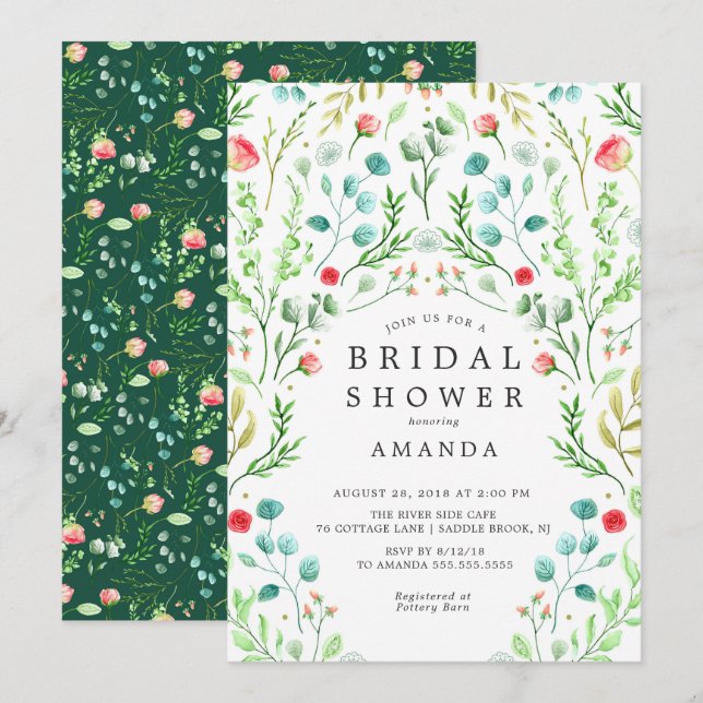 Invitación a la ducha de novia en el jardín botáni (Anverso / Reverso)
