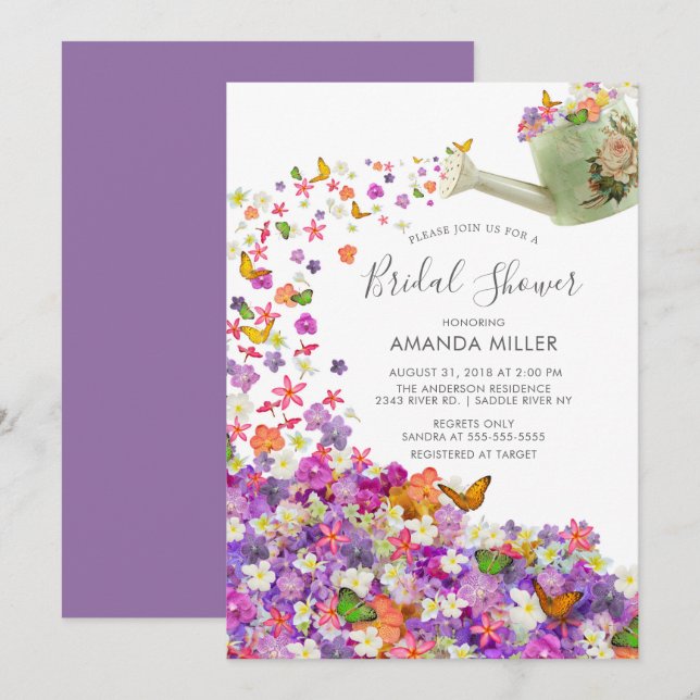 Invitación a la ducha de novia en el jardín de mar (Anverso / Reverso)