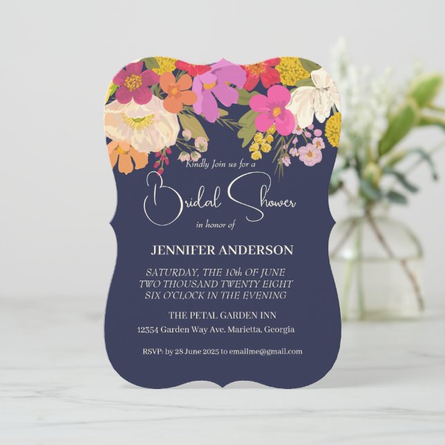 Invitación a la ducha de novia en el jardín de ver (Anverso de pie)