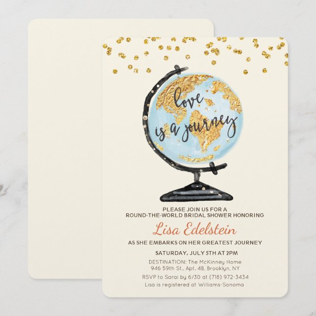 Invitación a la ducha de novia en el mundo (Anverso / Reverso)