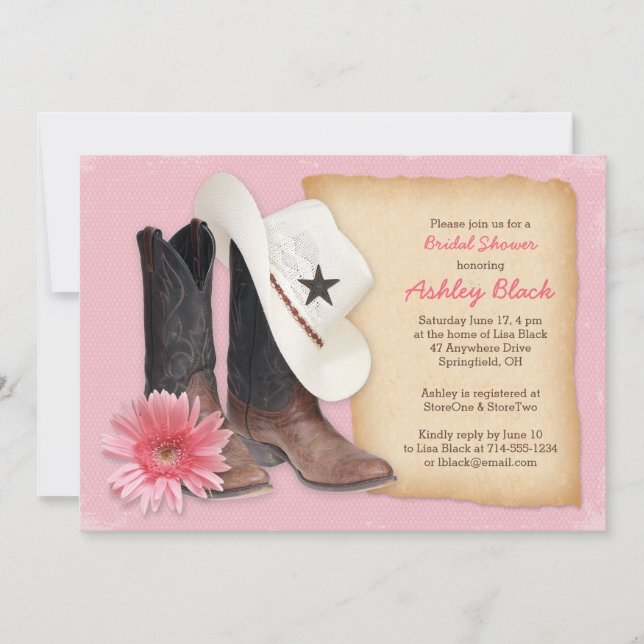 Invitación a la ducha de novia en el país | Cowboy (Anverso)