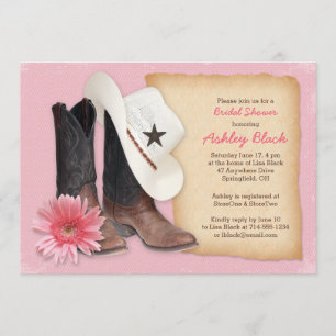 Invitación a la ducha de novia en el país   Cowboy