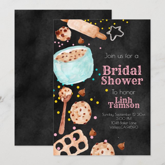 Invitación a la ducha de novia en el tablero de ti (Anverso / Reverso)