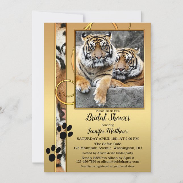 Invitación a la ducha de novia en el zoológico de  (Anverso)