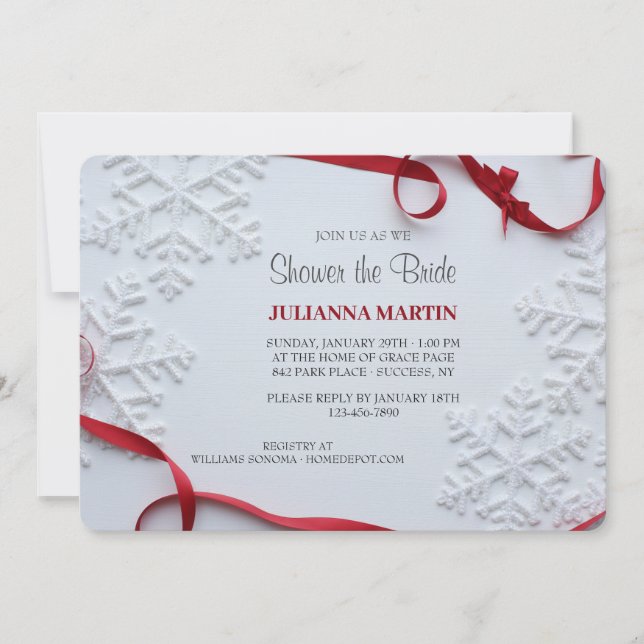 Invitación a la ducha de novia en invierno (Anverso)