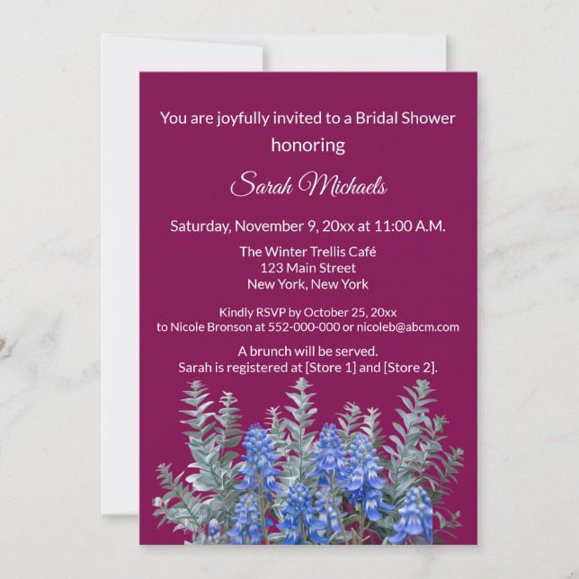 Invitación a la ducha de novia en invierno de Borg (Anverso)