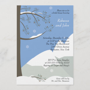 Invitación a la ducha de novia en invierno de pino